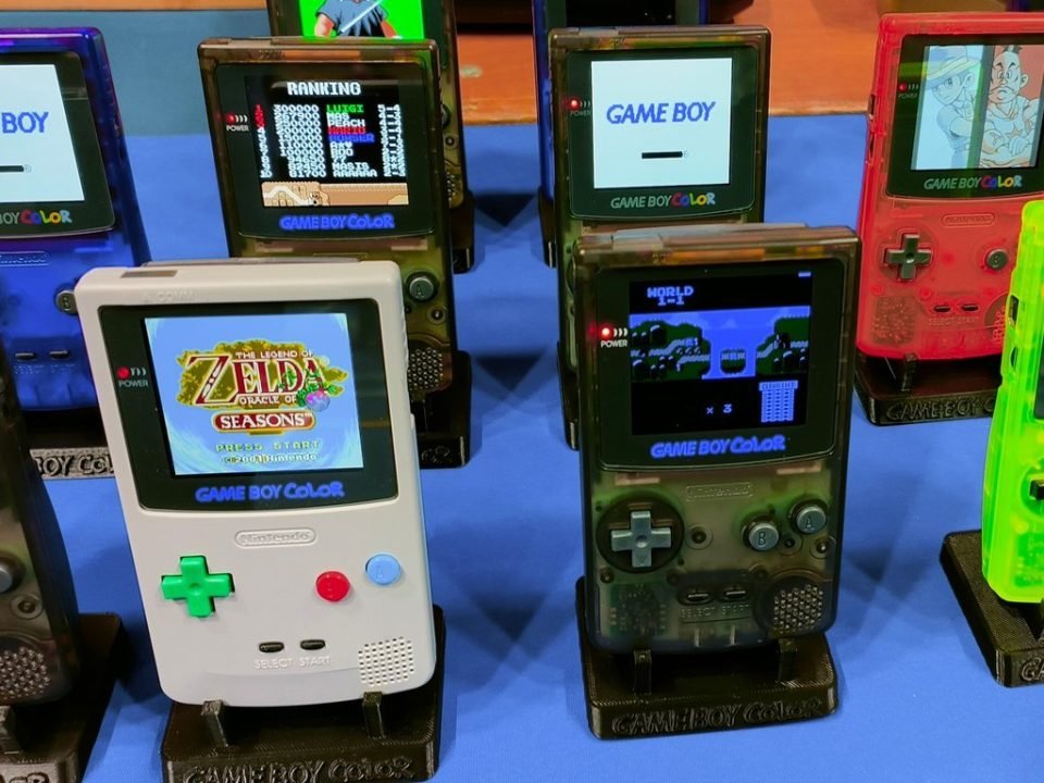Reconditioned consoles at a retro gaming market 
