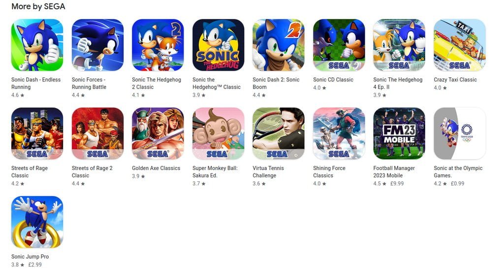 SEGA games on Android